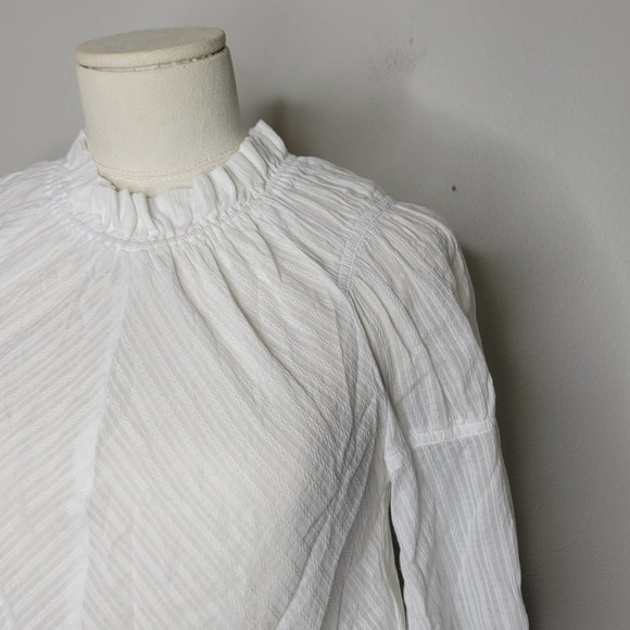 Derek Lam 10 Crosby Long Bell-Sleeve‎ Striped Cotton Blouse Size XS - Picture 3 of 11